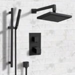 Remer SFR43 Matte Black Thermostatic Shower System with Handheld, Rain Shower Head, Shower Faucet Set